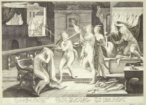 Le vergini sagge e stolte ricevono le loro lampade da Jan Saenredam