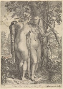 Diana e una ninfa davanti a un albero da Jan Saenredam