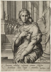 Eroine del Nuovo Testamento: La donna sorpresa in adulterio da Jan Saenredam