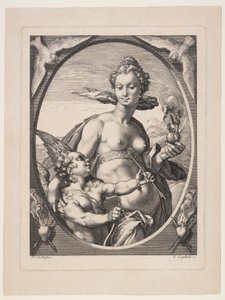 Venere e Amor, da Tre dei o dee pagani da Jan Saenredam