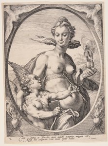 Venere e Amor, da Tre dei o dee pagani da Jan Saenredam