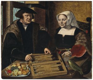 Ritratto di una coppia che gioca a trictrac da Jan Sanders van Hemessen