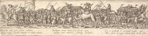 Truppe di soldati con carro bagagli e la Morte a cavallo da Jan Theodor de Bry