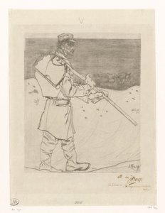 Pescatore di conchiglie con rete sulla spiaggia di Katwijk aan Zee da Jan Toorop (signed by artist)