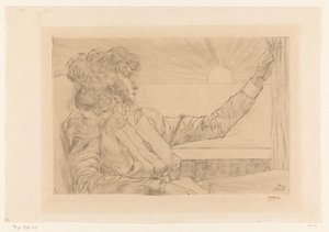 Donna seduta davanti a una finestra da Jan Toorop (signed by artist)