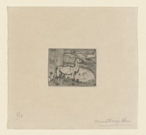 Cervo vicino a un albero davanti a uno stagno da Jan Toorop