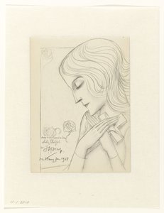 Giovane ragazza in meditazione abbracciando una croce da Jan Toorop