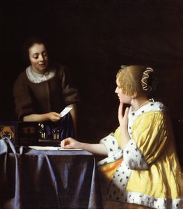 Signora con la sua cameriera che tiene una lettera da Jan Vermeer van Delft