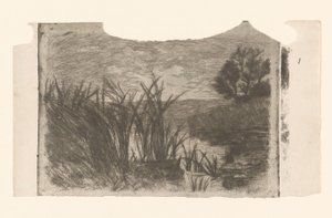 Paesaggio con acqua, canne e barca a remi da Jan Veth
