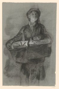 Ragazzo in piedi con un cesto da Jan Veth