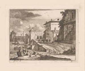 Banchine di un porto italiano da Jan Vincentsz. van der Vinne