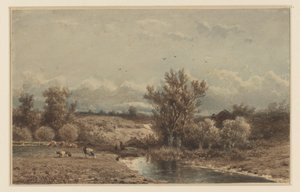 Paesaggio con fiume e mucche