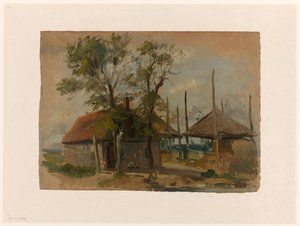 Casa di contadini con due fienili da Jan Weissenbruch