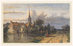 Veduta di un villaggio lungo un canale da Jan Weissenbruch