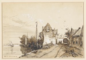 Piccola città su un fiume da Jan Weissenbruch
