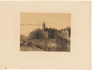Veduta urbana con canale da Jan Weissenbruch