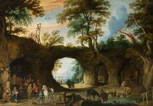 Jan Wildens - Luogo di pellegrinaggio in un paesaggio roccioso da Jan Wildens