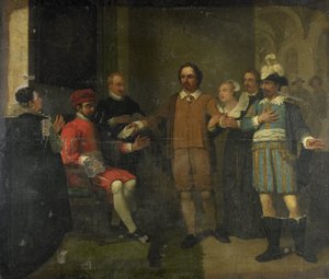 Jacob Simonsz de Rijk convince il governatore generale spagnolo Requesens a liberare Marnix van Sint Aldegonde, 1575 da Jan Willem Pieneman