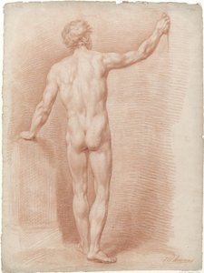 Nudo maschile in piedi, visto di schiena