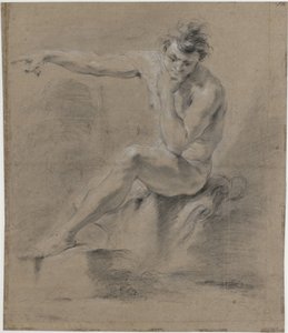 Nudo maschile seduto, verso sinistra, con le braccia dietro la schiena da Jan Willem Pieneman