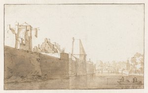 Veduta delle mura della città di Leida