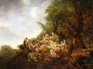 San Giovanni Battista che predica a una folla da Jan or Joan van Noordt