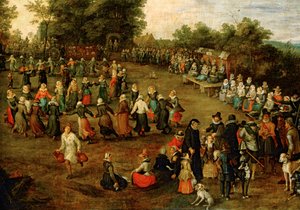 Danza popolare davanti agli arciduchi ... (dipinto su tela) da Jan the Elder Brueghel