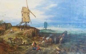 Paesaggio con mulini a vento