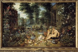 Olfatto. Allegoria dei cinque sensi Dipinto di Jan I Brueghel Dit De Velours (1568-1625)