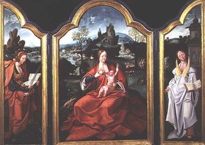 Il riposo durante la fuga in Egitto con Santa Caterina d