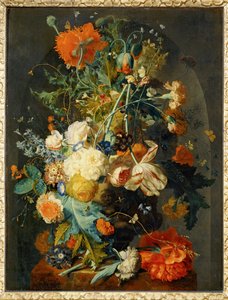 Vaso di fiori in una nicchia ... da Jan van (follower of) Huysum