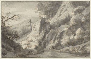 Paesaggio montano con conifere morte da Jan van Aken