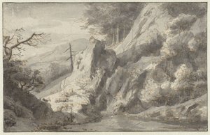 Paesaggio montano con un conifero morto da Jan van Aken