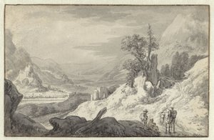 Paesaggio montano con una valle fluviale da Jan van Aken