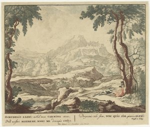 Paesaggio con due pastori vicino a un albero da Jan van Call (I)