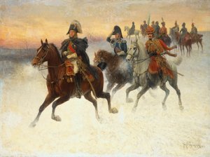 Maresciallo Ney e Napoleone e le loro truppe durante la campagna russa da Jan van Chelminski