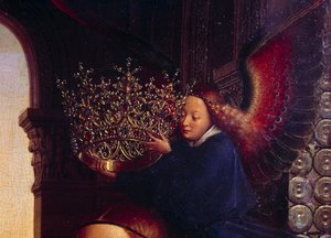 Un angelo incorona la Vergine (dettaglio) da Jan van Eyck