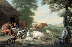 Paesaggio arcadico con pastori e bestiame da Jan van Gool