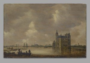 Un castello vicino a un fiume da Jan van Goyen