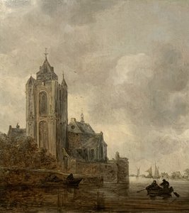 Una chiesa sulla riva di un fiume. da Jan van Goyen