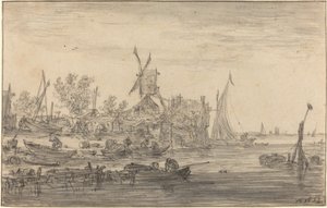 Scena di Spiaggia con Mulino a Vento da Jan van Goyen