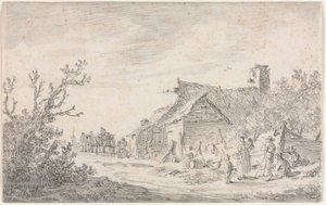 Paesaggio con cottage e figure da Jan van Goyen