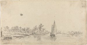Barca a vela su un estuario da Jan van Goyen