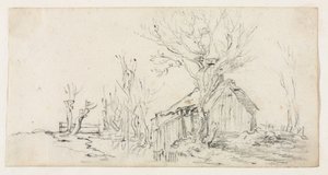 Schizzo di paesaggio con cottage da Jan van Goyen