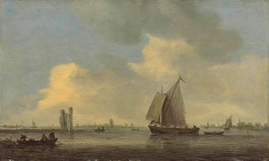 Vista del fiume Merwede e della rovina della Huis te Merwede; sullo sfondo Dordrecht da Jan van Goyen
