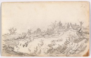 Villaggio sulla collina soleggiata da Jan van Goyen