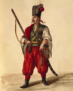 Uniforme di carabiniere, Gli Abiti de Veneziani, da libro illustrato di costumi da Jan van Grevenbroeck