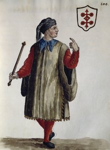 Abito carrarese, acquerello da I vestiti veneziani, di quasi ogni età diligentemente raccolti e dipinti nel XVIII secolo, di Jan van Grevenbroeck o Giovanni Grevembroch da Jan van Grevenbroeck