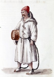 Galeotto del XVII - XVIII secolo. Disegno ad acquerello e inchiostro dal manoscritto "Costumi dei Veneziani" di Jan van Grevenbroeck (o Giovanni Grevembroch) (1731-1807) da Jan van Grevenbroeck