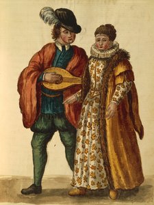Gli Abiti de Veneziani, libro illustrato di costumi e maschere, acquerello